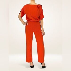 St. John Bright Red Jumpsuit Size 2